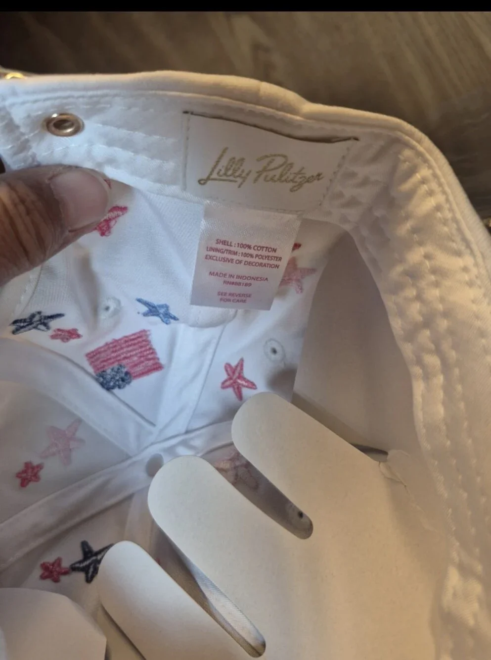 Lilly Pulitzer Resort White Embroidered Stars & Stripes Baseball Cap